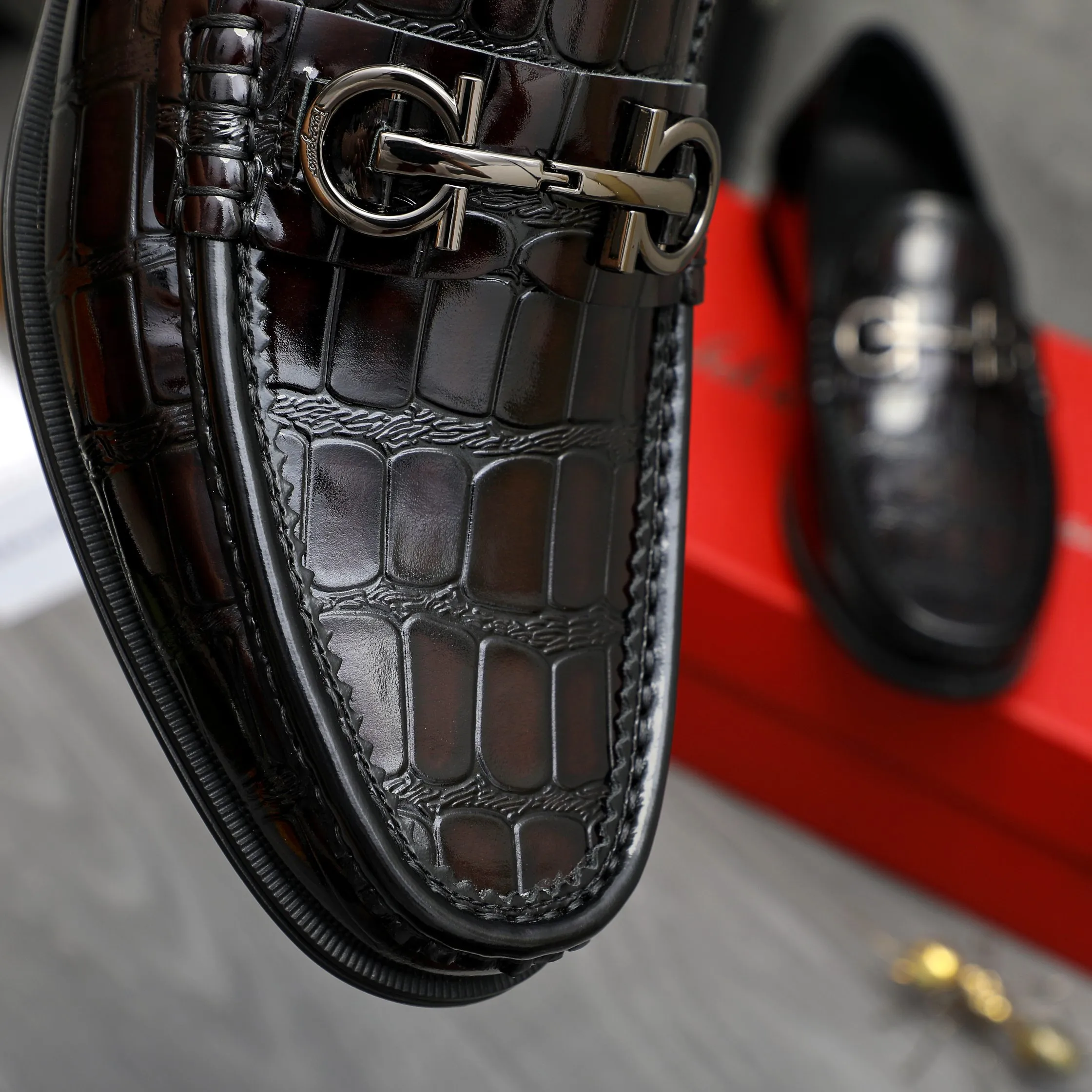 Men's shoes 💰p442 Product trademark: Ferragamo "Ferragamo" business slip-on leather shoes, regular size: 38-46 (45.46 custom-made, non-returnable) Product material: selected stone pattern embossed cowhide upper, cowhide lining, rubber outsole